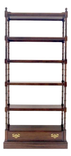 Faux Bamboo 6 Tier One Drawer Etagere Solid Cherry MINT