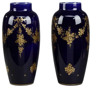 Blue Porcelain Vases from Tours, 1900s, Set of 2