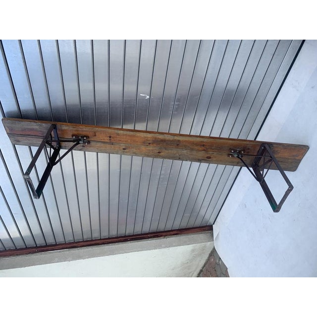 Tan Folding Bench on Metal Legs, 1970s For Sale - Image 8 of 18