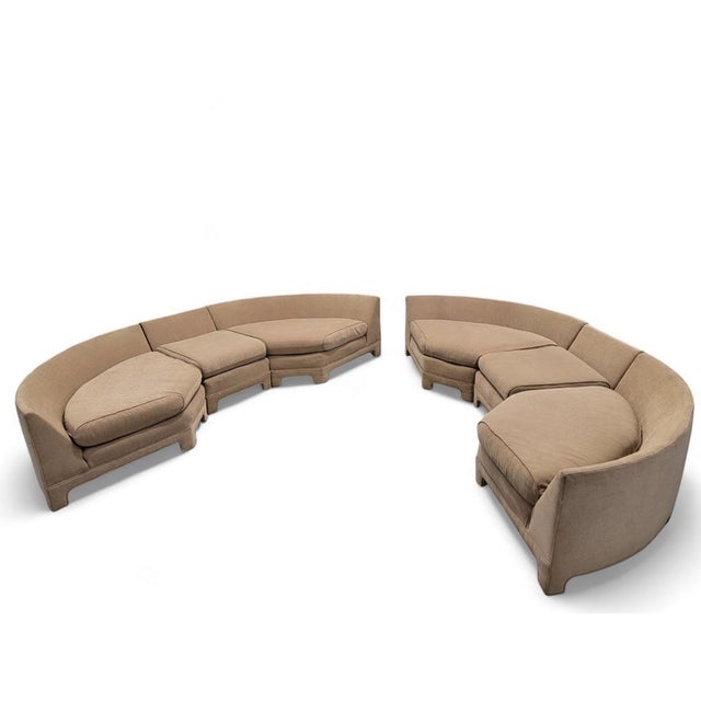 Mid Century Modern Milo Baughman Parsons Style Curved 3 Piece Sectional Sofa - Pair For Sale In Chicago - Image 6 of 12