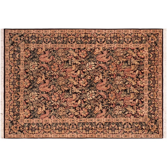 Black Shabby Chic 1990's Pak-Persian Black/Red Wool Rug - 6'0'' X 9'3'' For Sale - Image 8 of 9