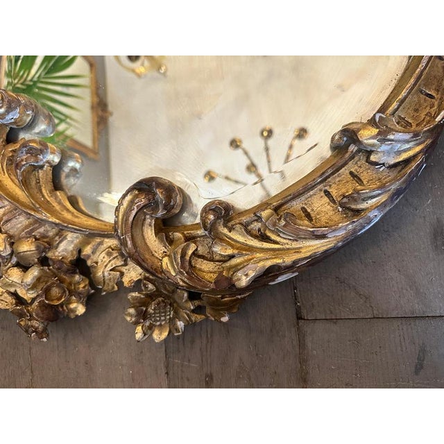 Vintage Italian Gold Giltwood Rococo Mirrors, 1920, Set of 2 For Sale - Image 9 of 15