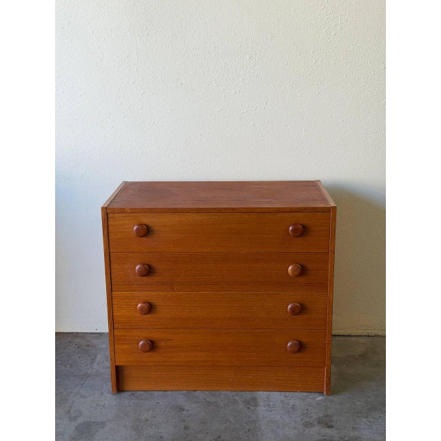 Vintage Danish Teak Chest of Drawers – Mid Century Modern 4-Drawer Dresser, Denmark 1960s For Sale - Image 4 of 8