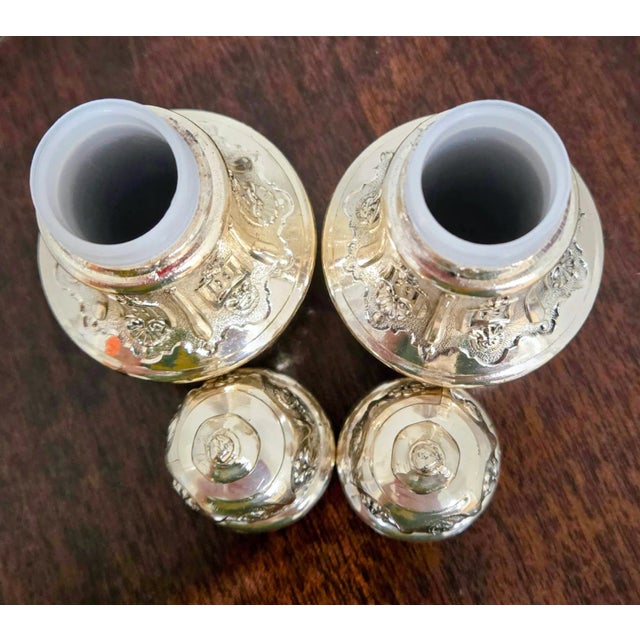 Mid 20th Century Mid 20th Century Mid-Century Japanese Silver-Plated Salt & Pepper Shakers by C & Co (Corbell & Co.) For Sale - Image 5 of 7