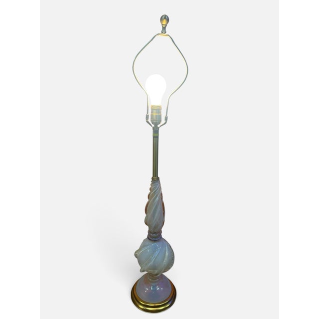 An impressive vintage **Marbro Hollywood Regency table lamp** combining sculptural decorative glass with elegant...