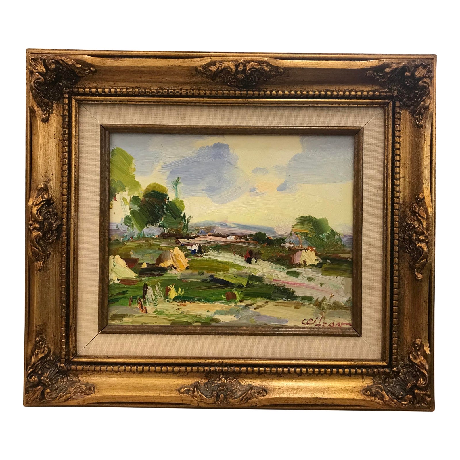 Gold Framed Landscape Oil Painting on Linen Signed and Numbered Chairish