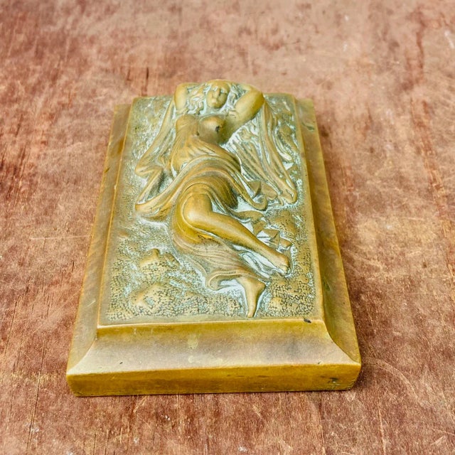 This is a fabulous heavy bronze paperweight from the 1800s. The female figure has been wonderfully sculptured. I believe...