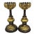 Late 20th Century Pair of Gilt Bronze Lotus Candlesticks, Dragon Phoenix Relief Candle Holders, Chinoiserie Altar Decor For Sale