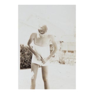 Mid 20th Century Snapshot Photograph Young Man With Stuck Zipper For Sale