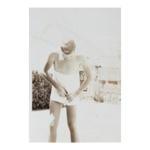 Mid 20th Century Snapshot Photograph Young Man With Stuck Zipper