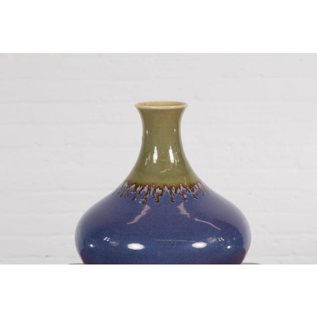 Contemporary Purple & Green Ceramic Vase For Sale In New York - Image 6 of 12