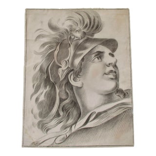 Modern Pencil Sketch of a Classical Head For Sale