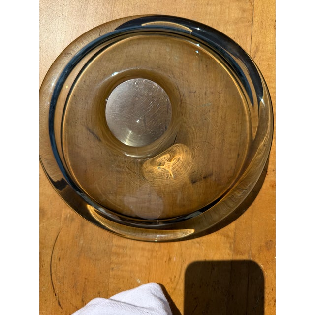 1960s Holmegaard Smoky Glass Bowl Signed For Sale - Image 6 of 7