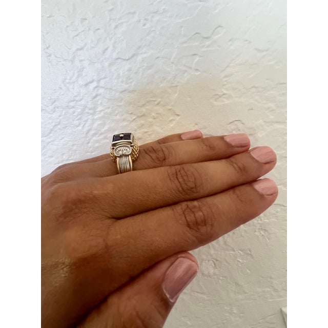 2020s 1.35 Carat Amethyst 14 Karat Yellow Gold Ring, Size 7 For Sale - Image 5 of 6