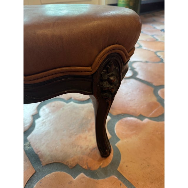 Old Leather Footstool For Sale - Image 4 of 7