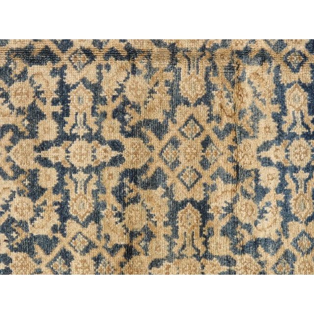 Antique Persian Malayer Handmade Oriental Navy, Light Blue & Cream Runner Rug For Sale - Image 10 of 12