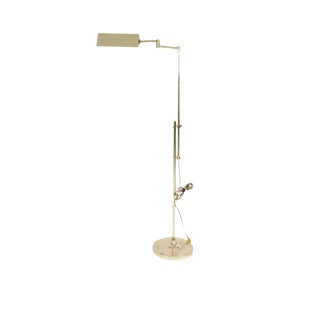 Vintage 60s Mid Century Modern Mid-Century Modern Brass Adjustable Neck Floor Lamp For Sale