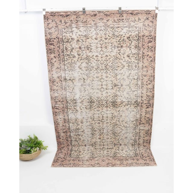 1970s Vintage Turkish Oushak Handmade Wool Cotton Brown Area Rug For Sale - Image 10 of 11