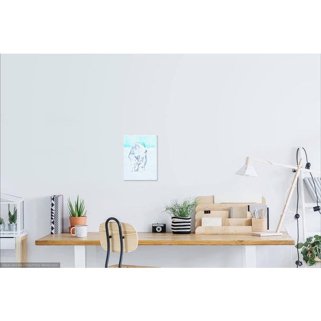 "Blue Cat" Contemporary Watercolor Painting by Martha Holden For Sale - Image 4 of 7