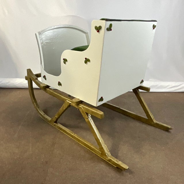 1940s Americana Hollywood Regency Christmas Shetland Pony Sleigh, Life Size Artisan Christmas Holiday Accent For Sale - Image 9 of 12
