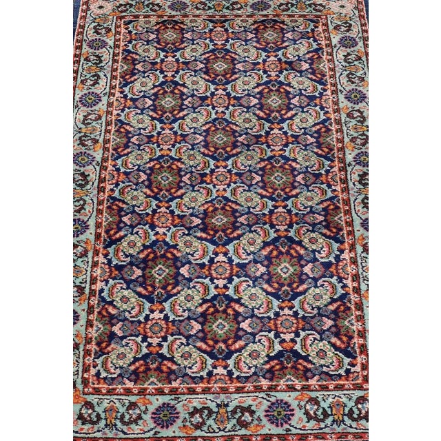 Measures: 3'0 x 5'0 Vintage Turkish Sparta Oushak Rug in Deep Blue, Red, and Green 3'0 x 5'0. Keivan Woven Arts / Rug/...