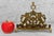 An Original 1970's European Brass Menorah Heavily Detailed Lions of Judah Motif, Topped with a Star of David Holds 9...
