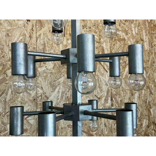 Silver Large Chrome & Metal Chandelier Pendant Lamp For Sale - Image 8 of 14