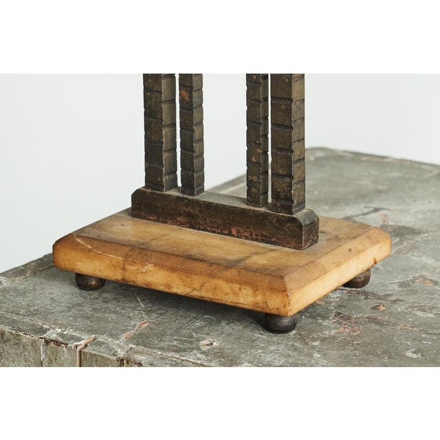 Silver Art Deco Candleholders in Wrought Iron and Stone, 1920s, Set of 2 For Sale - Image 8 of 14