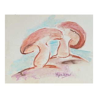 1960s Alexandra Merker Mushroom Still Life Pastel For Sale