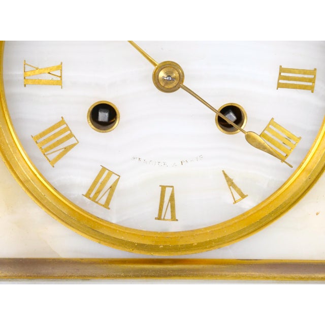 Antique French Gilt Bronze Ormolu-Mounted Onyx Figural Mantel Clock, Circa 1815 For Sale - Image 11 of 17