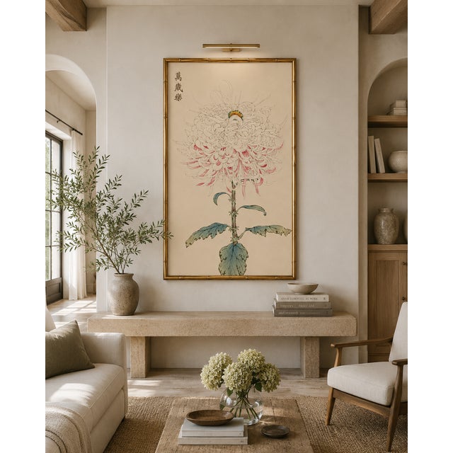 White Mum by Hasegawa, Vintage Japanese Botanical Art Print, 16" X 24" For Sale In Buffalo - Image 6 of 10