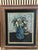 This is a strong, heavily impastoed oil painting of a floral still life, with a very distinctive mid-century/modernist...