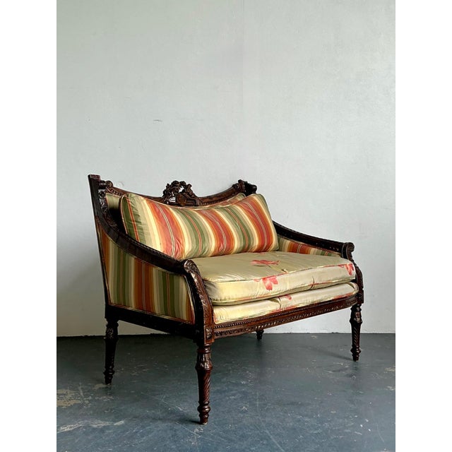Vintage Louis XVI Carved Canape Settee For Sale - Image 11 of 18