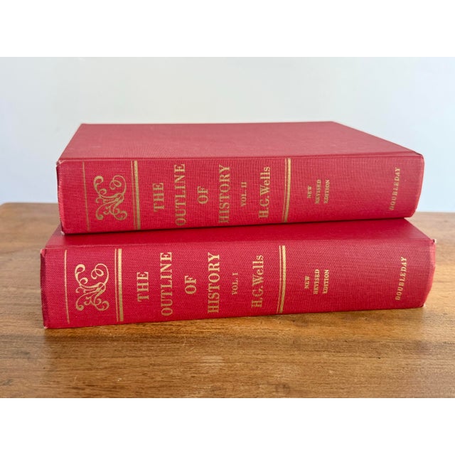 A 1970s printing of “The Outline of History: Being a Plain History of Life and Mankind” by H.G. Wells, the renowned and...