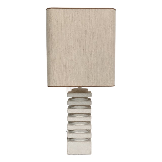 Large French Brutalist Limestone Lamp, 1970 For Sale
