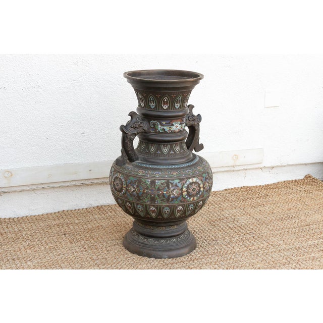 Chinese Massive Chinese Cloisonne Enamel Floor Vase For Sale - Image 3 of 11