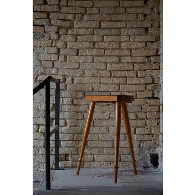 Tall Danish Tripod Stool in Pine, 1960s For Sale - Image 13 of 14