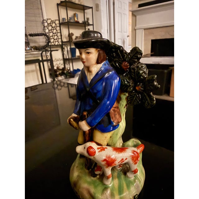 RARE Antique Staffordshire Victorian Figure of ‘The Hunter’ And His Dog Hunting No damages This rare antique Staffordshire...