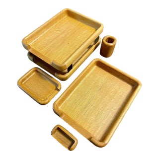 Mid-Century Eldon Woodline Desk Set, 5-Piece in Oak, Series 6500 For Sale