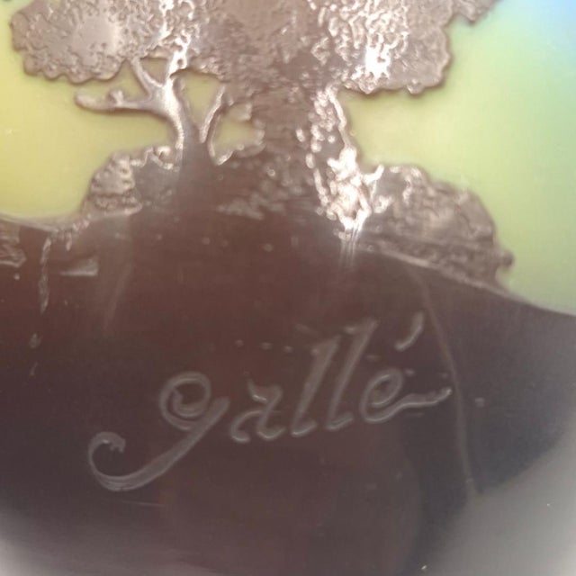 Violet Antique Gallé Art Nouveau Cameo Glass Scenic Landscape Vase – Lifetime Period (Pre-1904) For Sale - Image 8 of 10