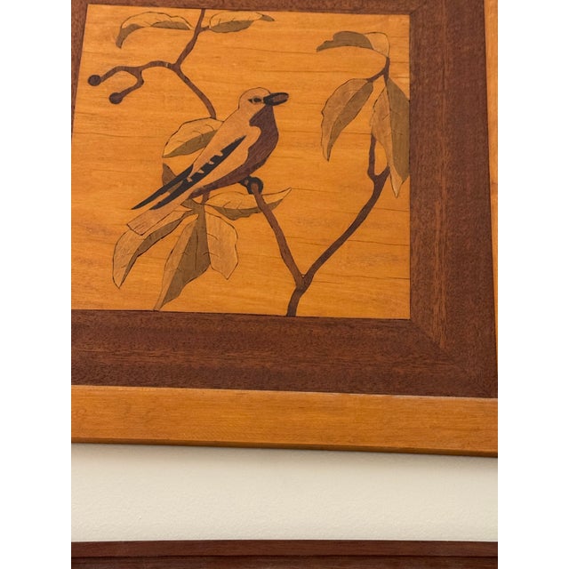 Set of 4 Dated 1965 Wood Marquetry Wall Art Panels For Sale - Image 9 of 12