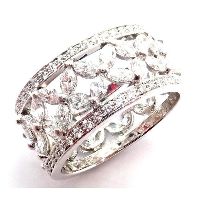Contemporary Tiffany & Co. Victoria Platinum Diamond Wide Band Ring, Size 7.25 For Sale - Image 3 of 8