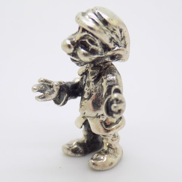 Italian Vintage Italian Handmade Genuine Silver Garden Gnome Solid Dollhouse Miniature For Sale - Image 3 of 11