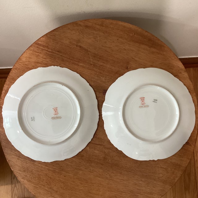 Antique French Pair of Elite Limoges Floral Art Porcelain Plates Artist Signed and Stamped For Sale - Image 9 of 12