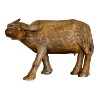 20th Century Japanese Wood Carving of a Water Buffalo For Sale
