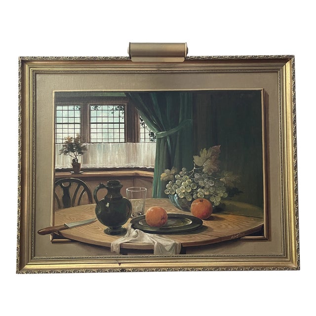 Vintage 20th Century Italian Still Life Framed Painting by Salvatore Langella For Sale