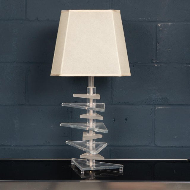Mid 20th Century American Stacked Acrylic Table Lamps, Set of 2 For Sale - Image 6 of 13