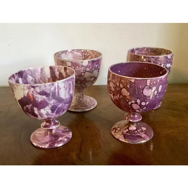 Violet Early 19th Century English Regency Pink Luster Footed Goblets - Set of 4 For Sale - Image 8 of 11