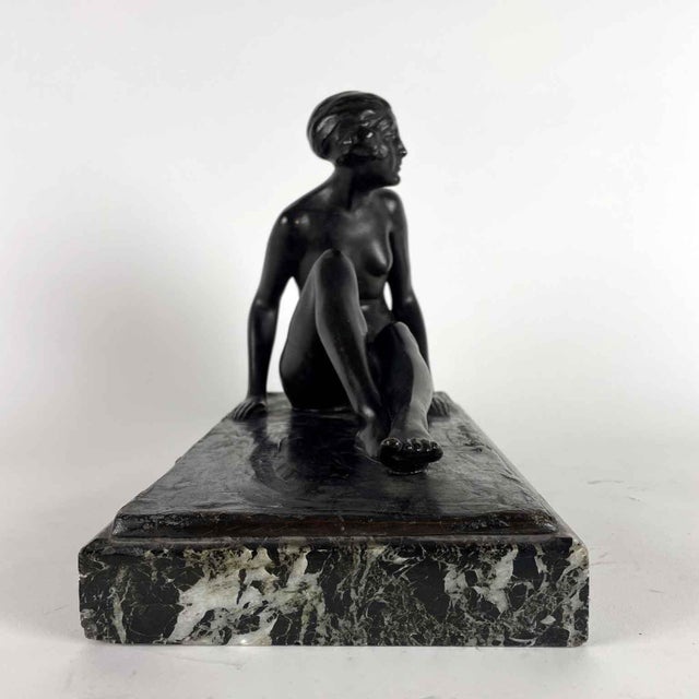 Gramegna Donato, Figure of Woman, 1920s, Bronze and Marble For Sale - Image 4 of 11