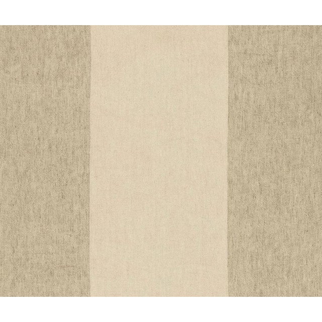 Sample - Schumacher Vista Linen Stripe Casement Fabric in Flax For Sale